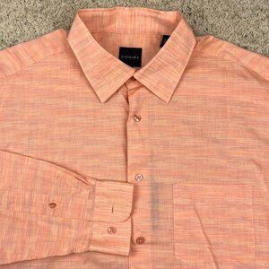 Zanzara Men's Size XL Button up Shirt Orange Striped Long Sleeve Dress Shirt